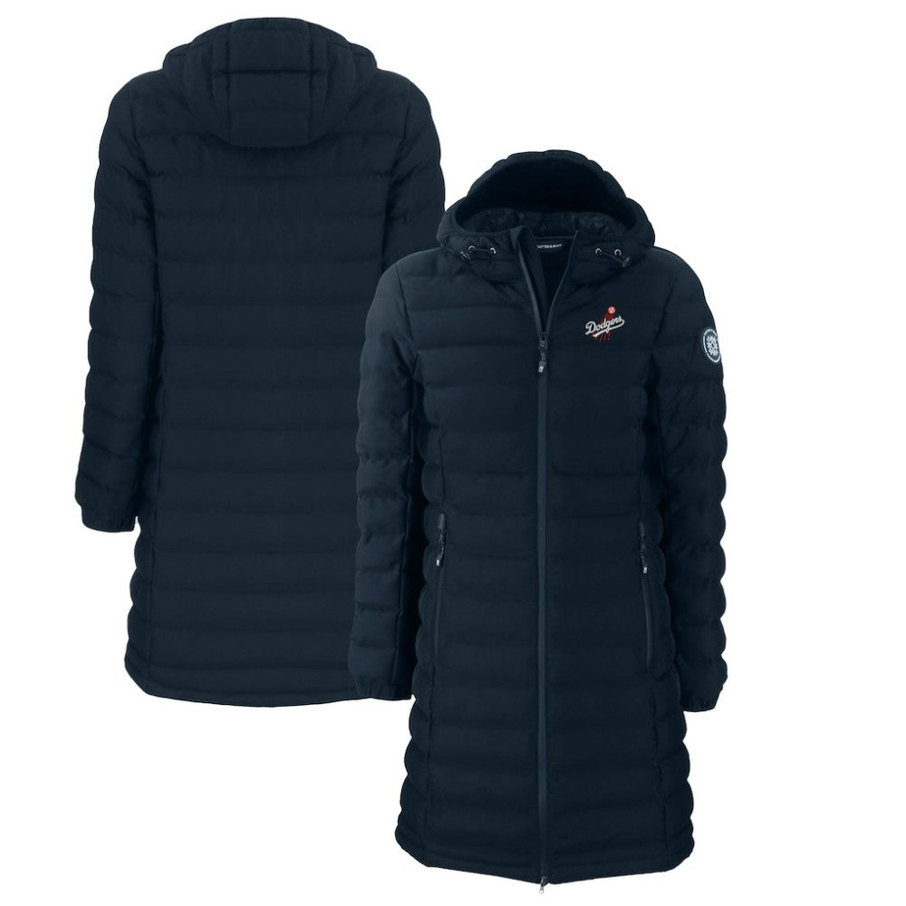 Los Angeles Dodgers Cutter & Buck Women's Cooperstown Collection Mission Ridge Repreve Eco Insulated Long Full-Zip Puffer Jacket - Navy
