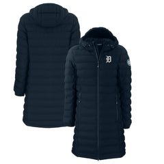Detroit Tigers Cutter & Buck Women's Mission Ridge Repreve Eco Insulated Full-Zip Long Puffer Jacket - Navy