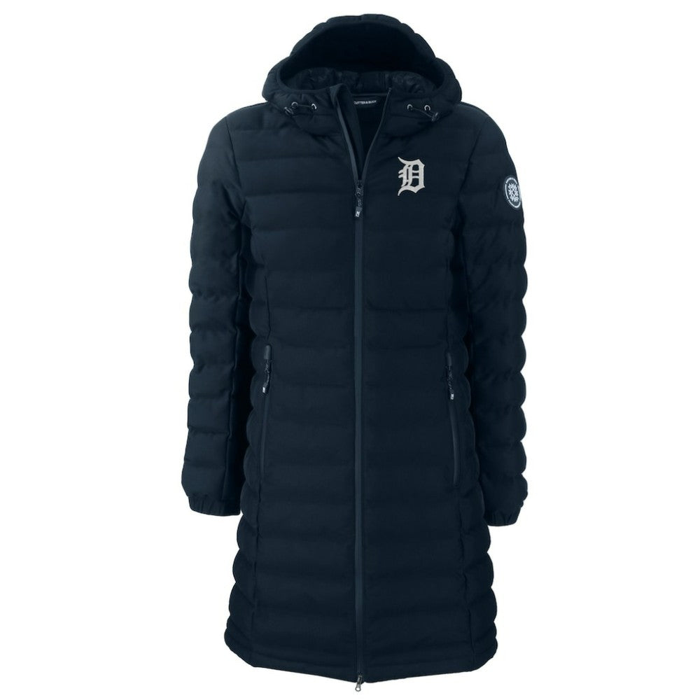 Detroit Tigers Cutter & Buck Women's Mission Ridge Repreve Eco Insulated Full-Zip Long Puffer Jacket - Navy
