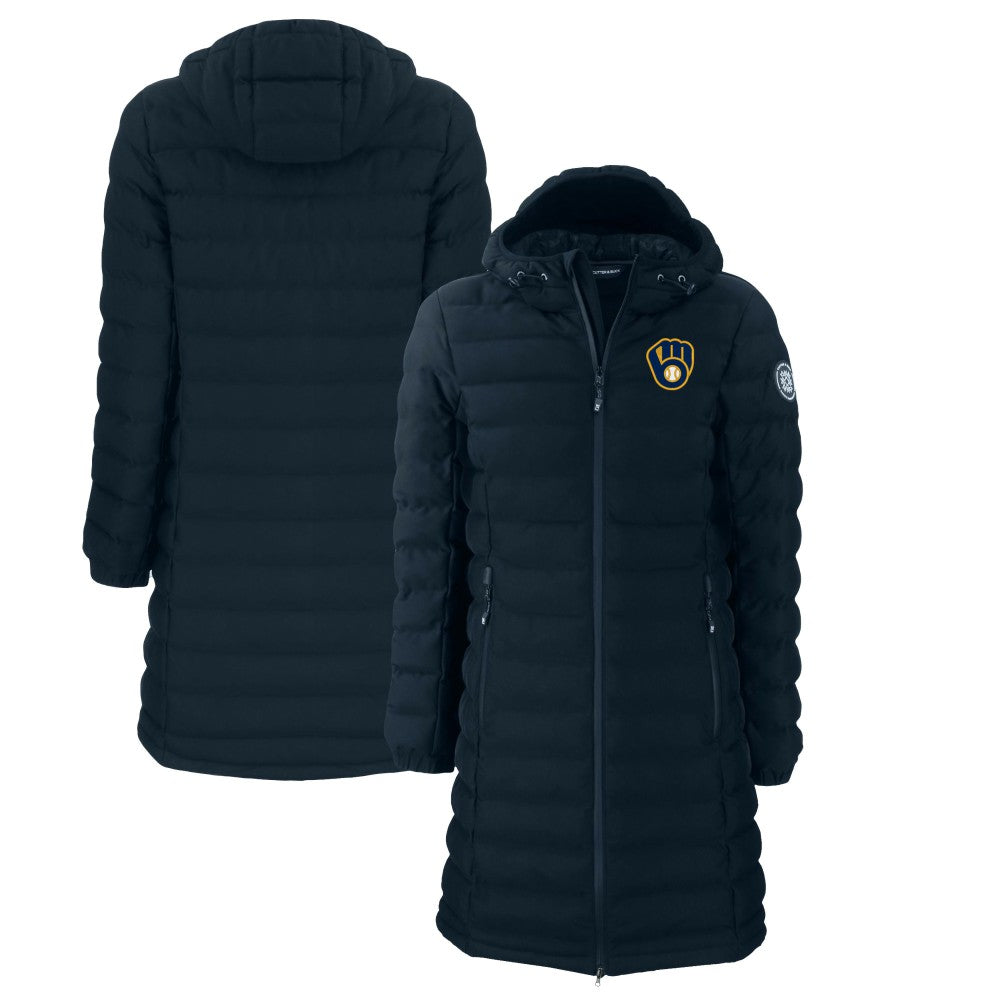 Milwaukee Brewers Cutter & Buck Women's Mission Ridge Repreve Eco Insulated Full-Zip Long Puffer Jacket - Navy