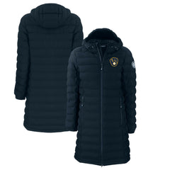 Milwaukee Brewers Cutter & Buck Women's Mission Ridge Repreve Eco Insulated Full-Zip Long Puffer Jacket - Navy