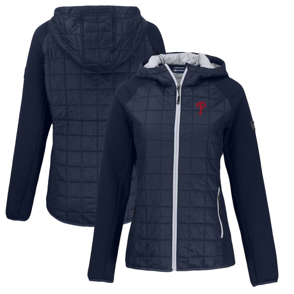 Philadelphia Phillies Cutter & Buck Women's Rainier Primaloft Eco Full-Zip Hybrid Jacket - Navy