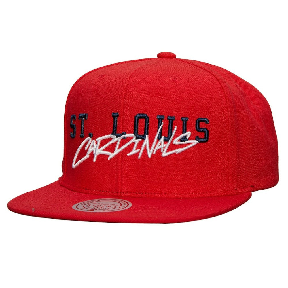 St. Louis Cardinals Team Tagged Snapback Hat - Red | Mitchell & Ness