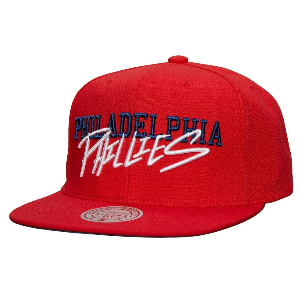 Philadelphia Phillies Team Tagged Snapback Hat - Red | Mitchell & Ness
