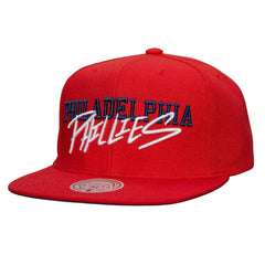 Philadelphia Phillies Team Tagged Snapback Hat - Red | Mitchell & Ness