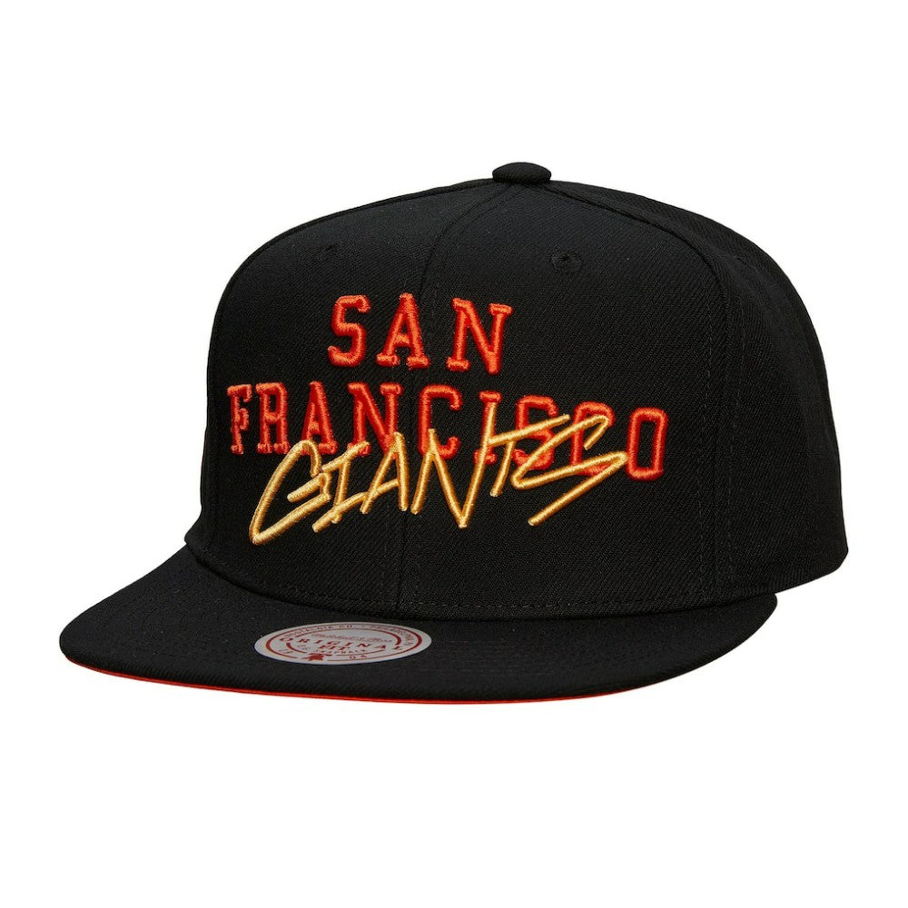 San Francisco Giants Team Tagged Snapback Hat - Black | Mitchell & Ness