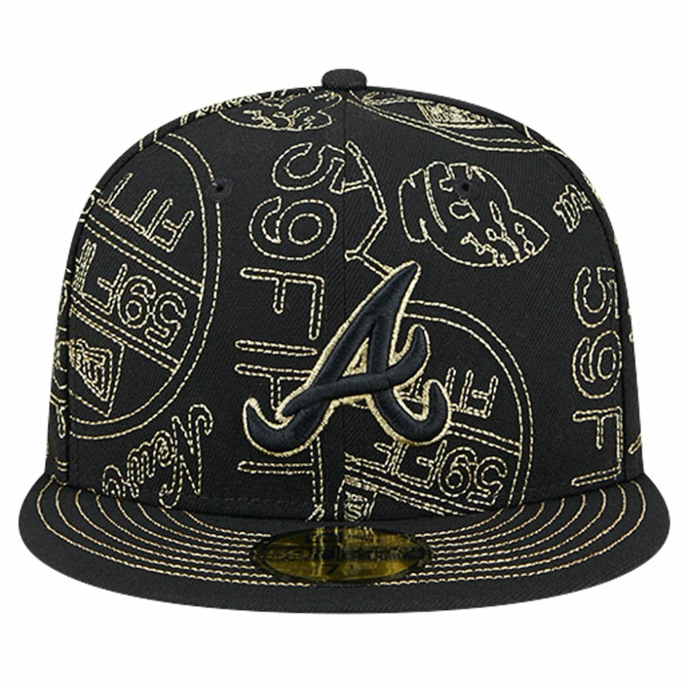 Atlanta Braves 59FIFTY Day Allover Fitted Hat - Black | New Era