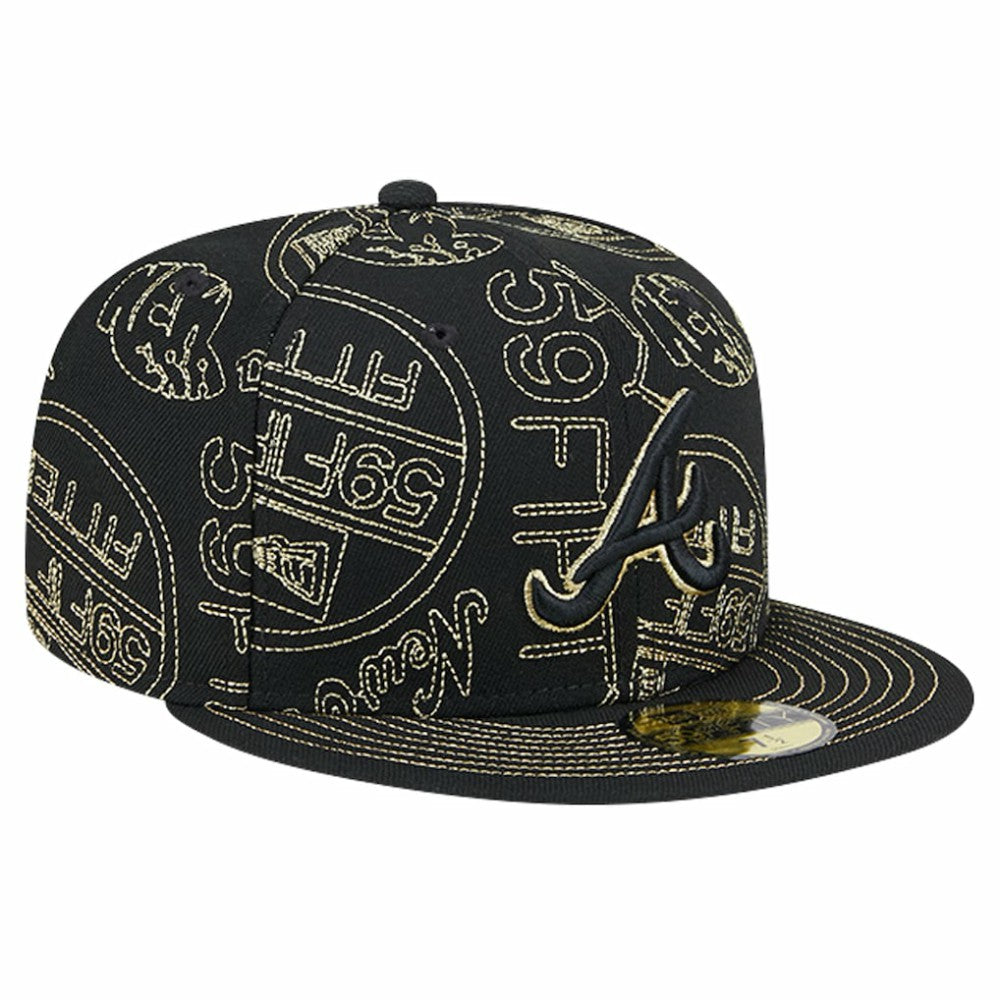 Atlanta Braves 59FIFTY Day Allover Fitted Hat - Black | New Era