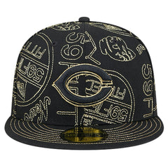 Cincinnati Reds 59FIFTY Day Allover Fitted Hat - Black | New Era