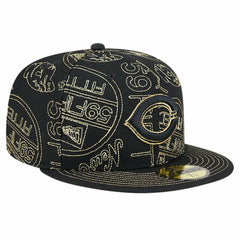Cincinnati Reds 59FIFTY Day Allover Fitted Hat - Black | New Era