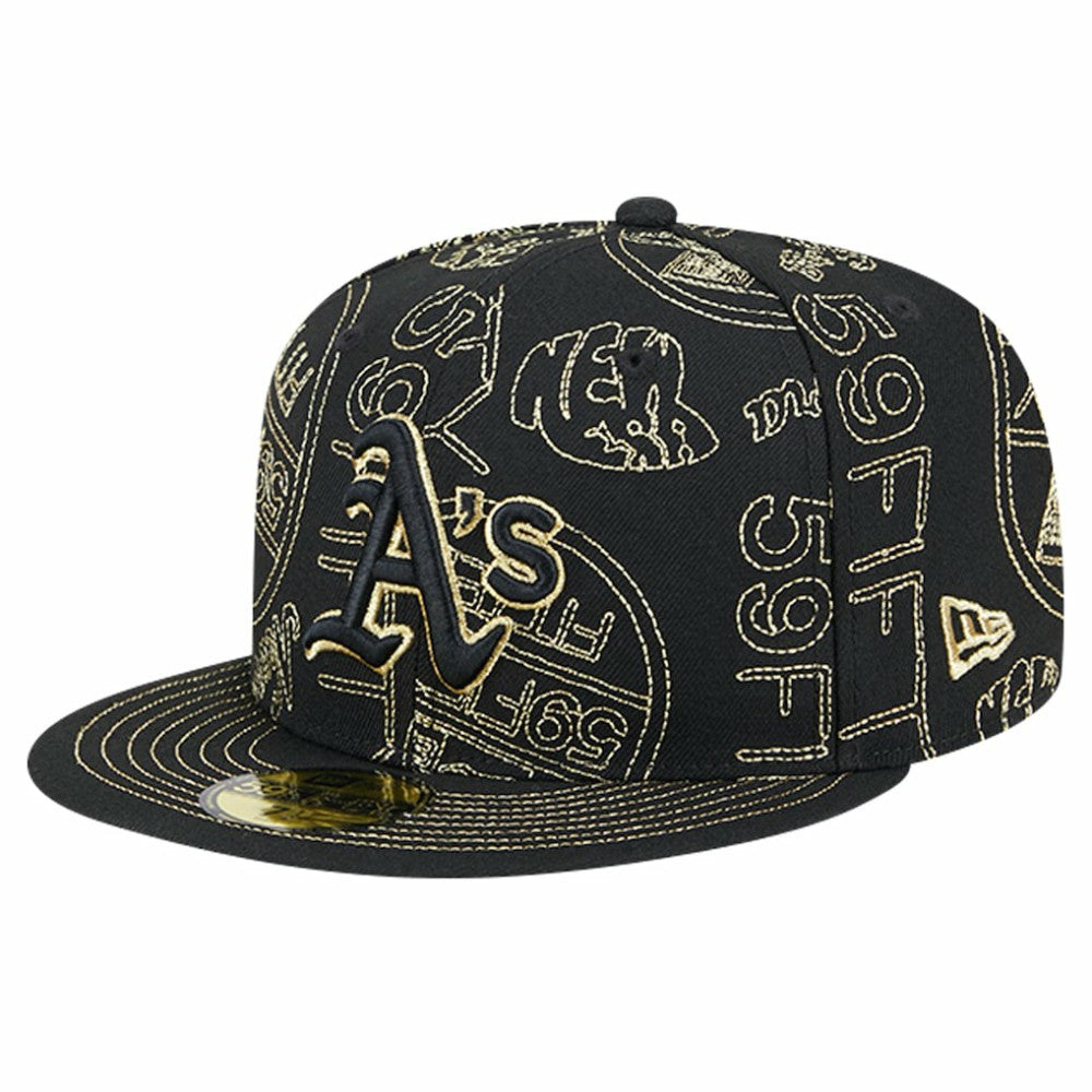 Athletics 59FIFTY Day Allover Fitted Hat - Black | New Era