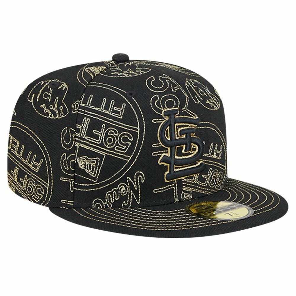 St. Louis Cardinals 59FIFTY Day Allover Fitted Hat - Black | New Era
