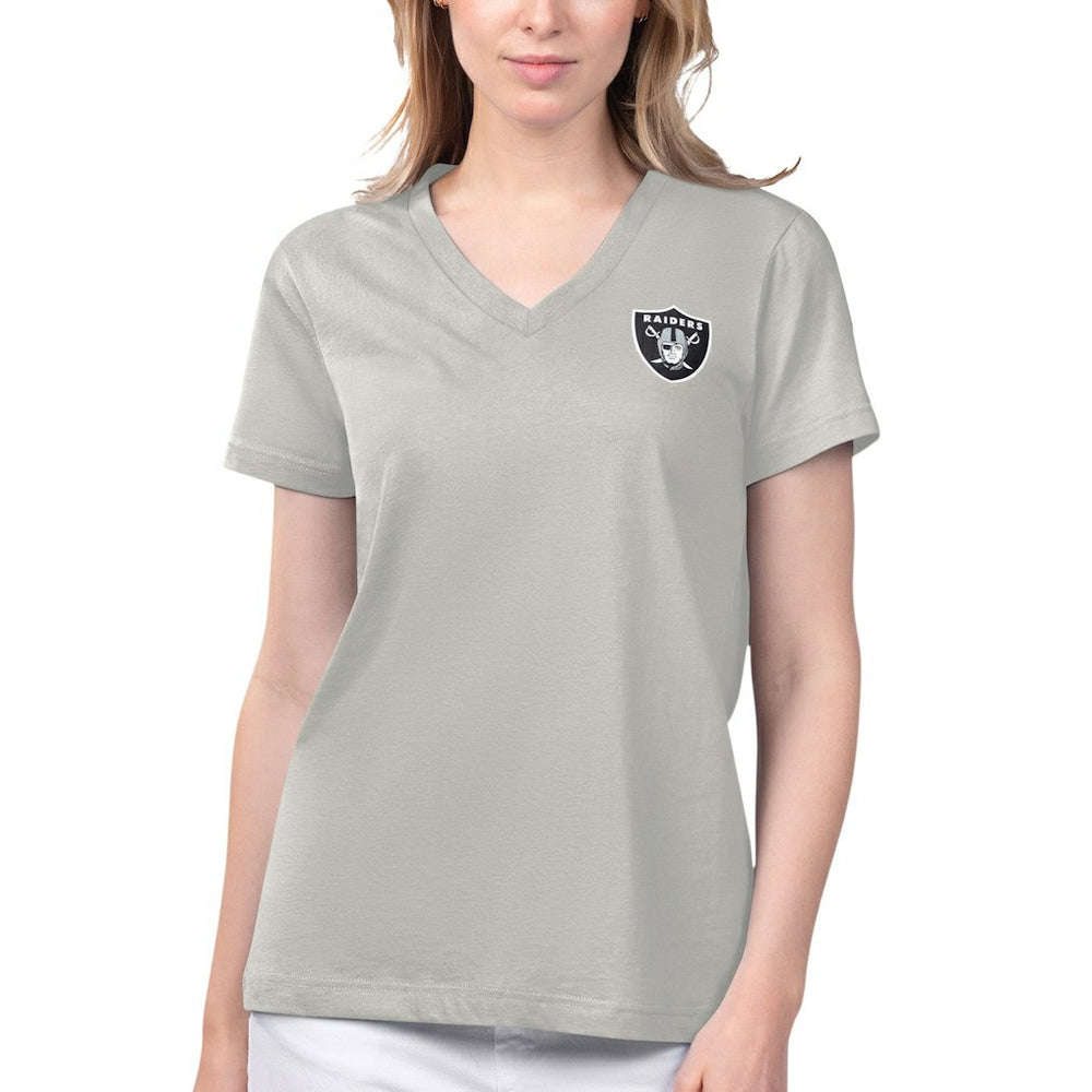 Las Vegas Raiders Margaritaville Women's Game Time V-Neck T-Shirt - Gray online