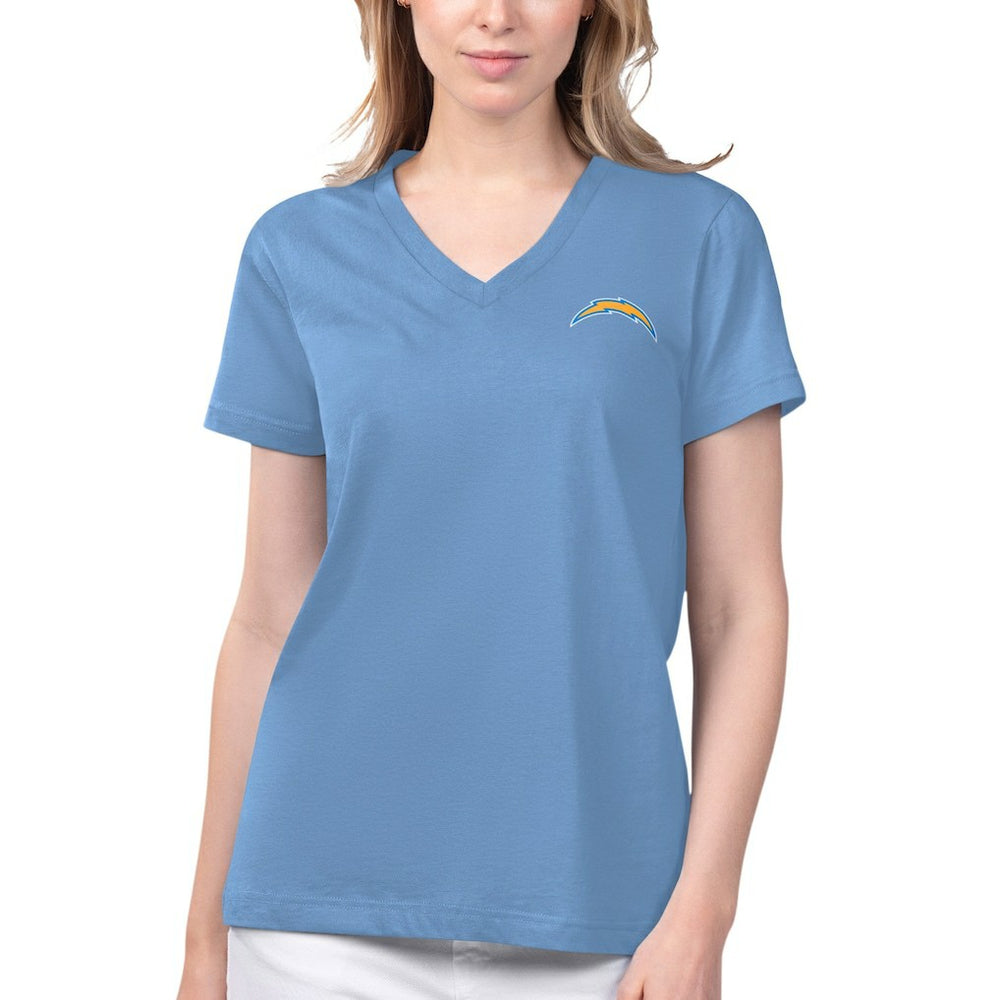 Los Angeles Chargers Margaritaville Women's Game Time V-Neck T-Shirt - Blue online