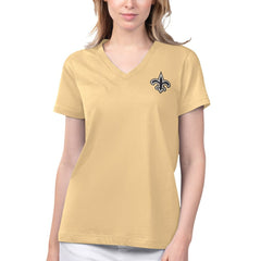 New Orleans Saints Margaritaville Women's Game Time V-Neck T-Shirt - Gold on sale