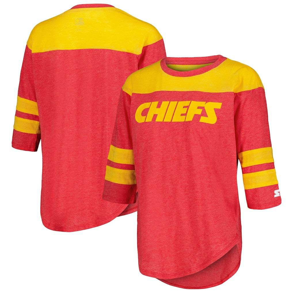 Kansas City Chiefs Starter Women's Fullback Tri-Blend 3/4-Sleeve T-Shirt - Red discount