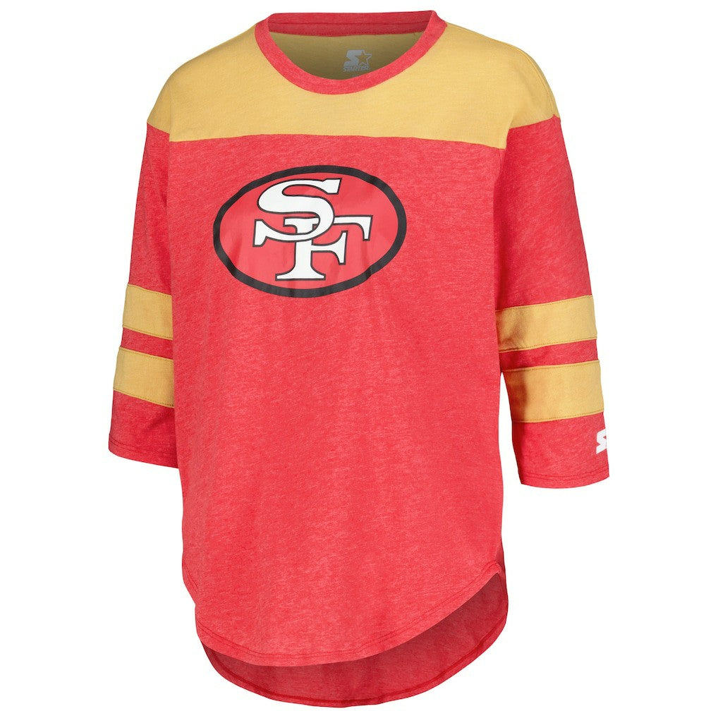 San Francisco 49ers Starter Women's Fullback Tri-Blend 3/4-Sleeve T-Shirt - Scarlet discount