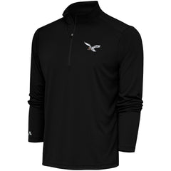 Philadelphia Eagles Antigua Throwback Logo Tribute Quarter-Zip Pullover Top - Black on sale