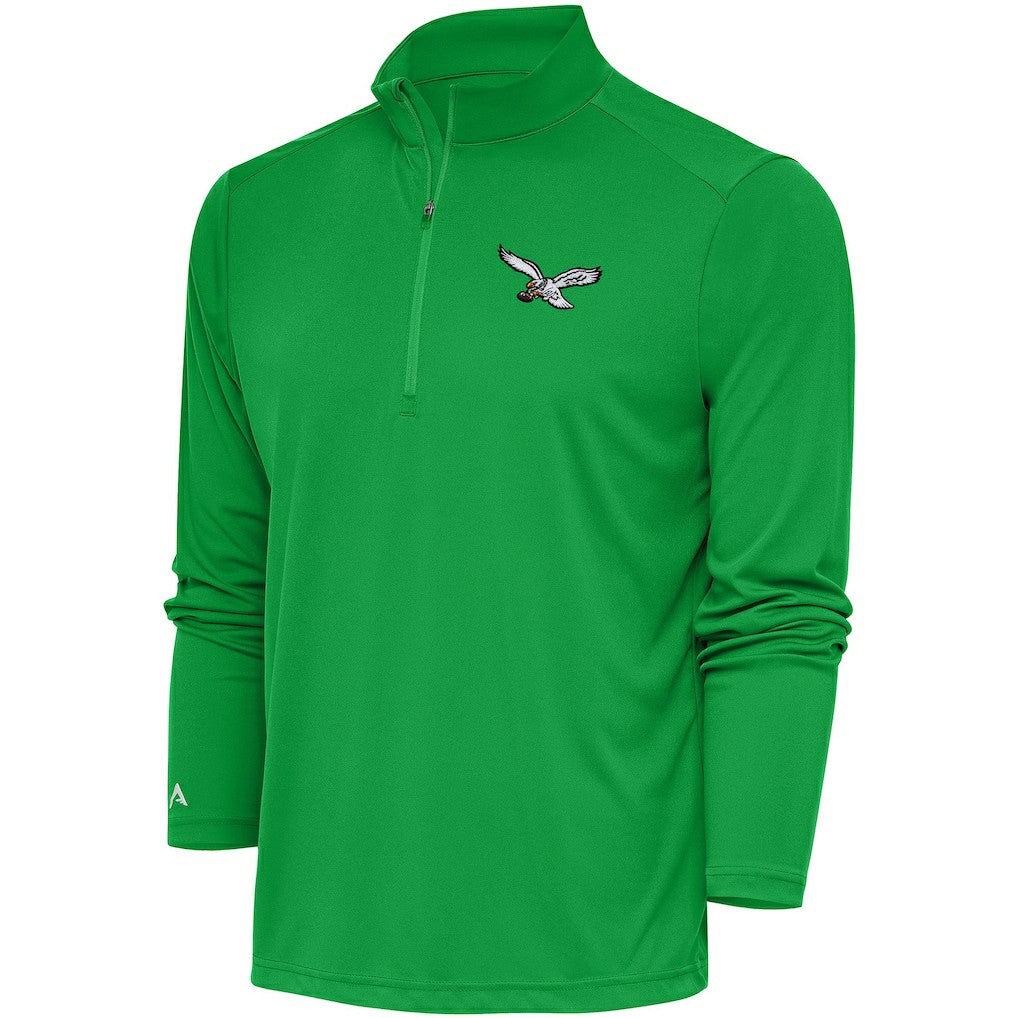 Philadelphia Eagles Antigua Throwback Logo Tribute Quarter-Zip Pullover Top - Kelly Green cheap