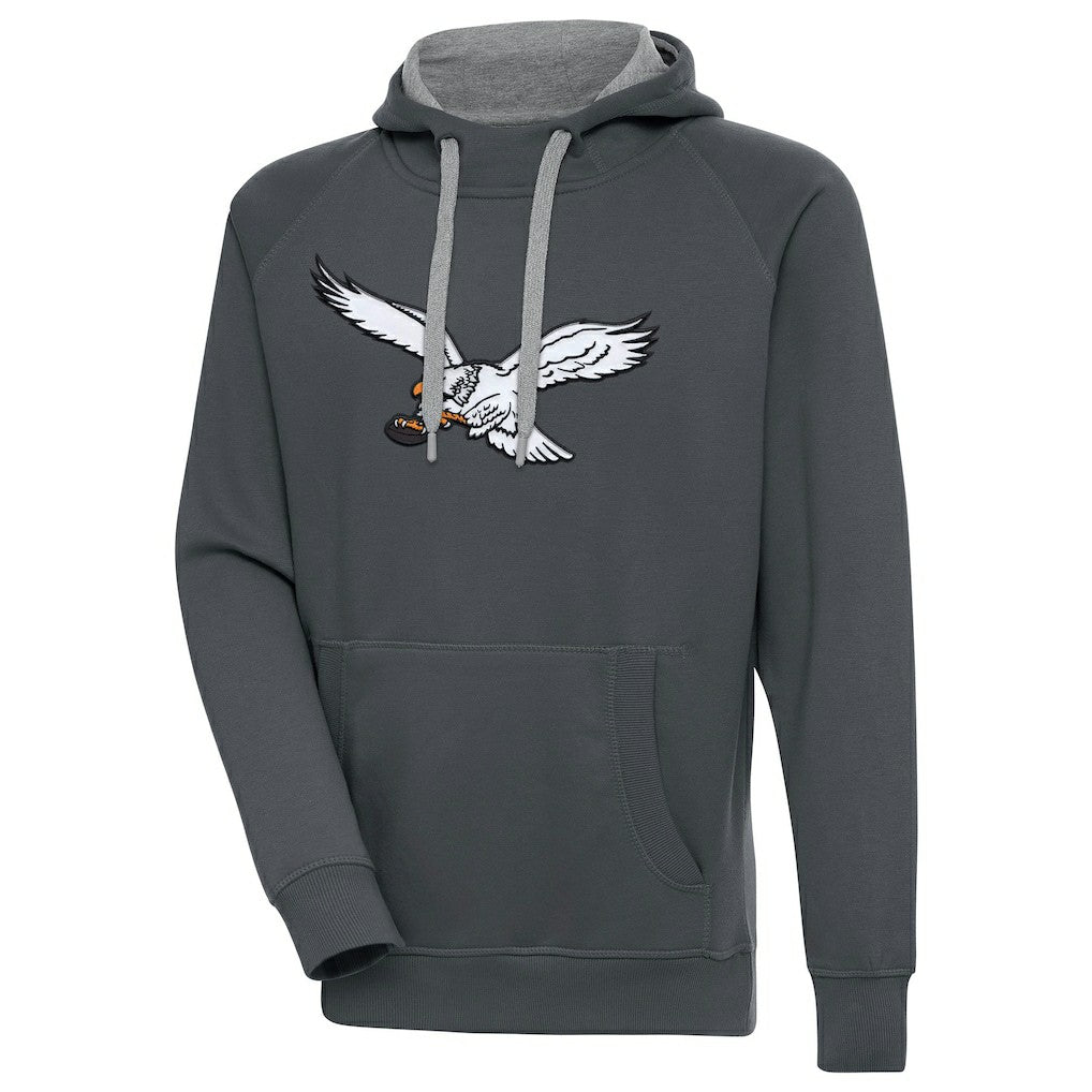 Philadelphia Eagles Antigua Throwback Logo Victory Pullover Sweatshirt - Charcoal discount