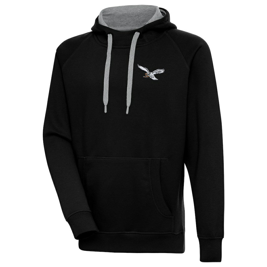 Philadelphia Eagles Antigua Throwback Logo Victory Pullover Hoodie - Black on sale