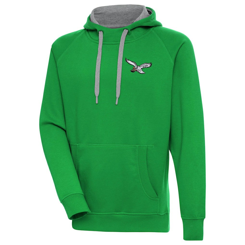 Philadelphia Eagles Antigua Throwback Logo Victory Pullover Hoodie - Kelly Green sale