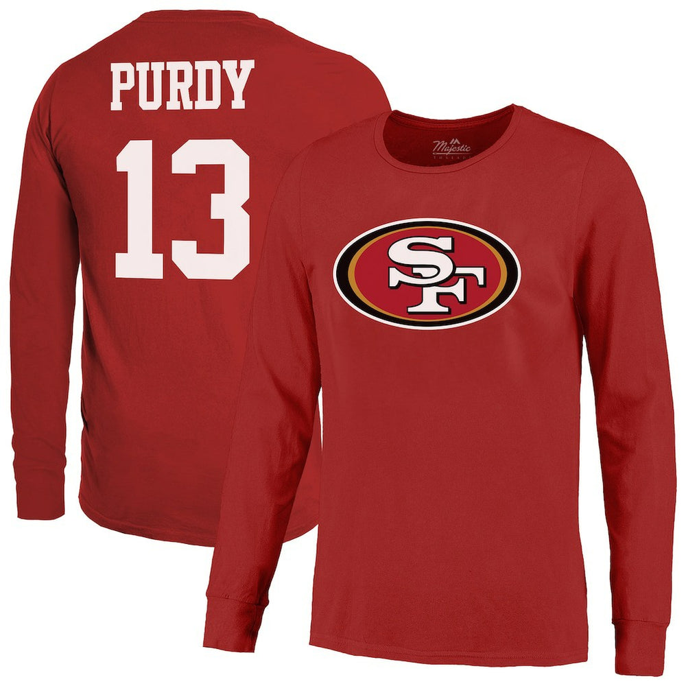 Brock Purdy San Francisco 49ers Majestic Threads Name & Number Long Sleeve T-Shirt - Scarlet sale