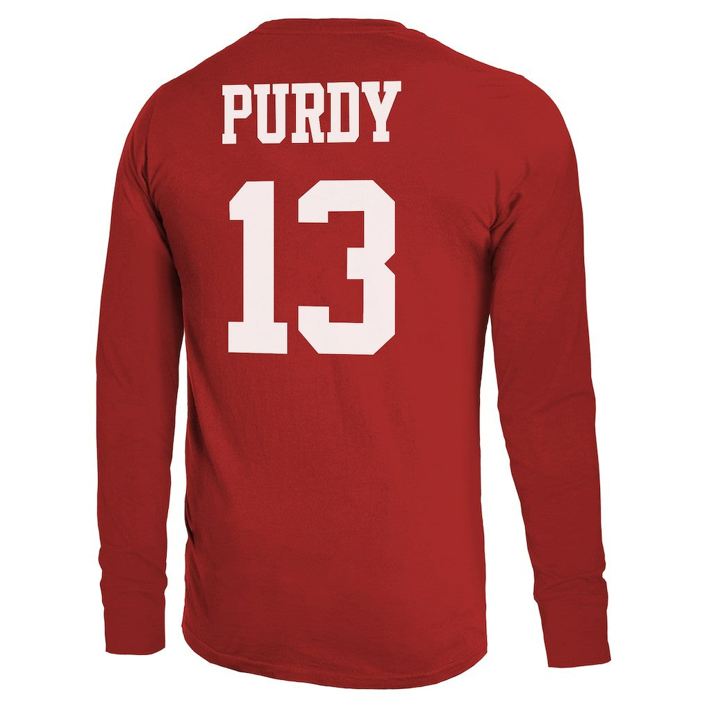 Brock Purdy San Francisco 49ers Majestic Threads Name & Number Long Sleeve T-Shirt - Scarlet sale