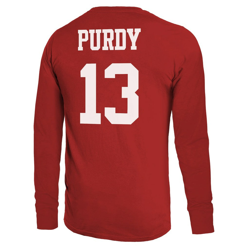 Brock Purdy San Francisco 49ers Majestic Threads Name & Number Long Sleeve T-Shirt - Scarlet sale