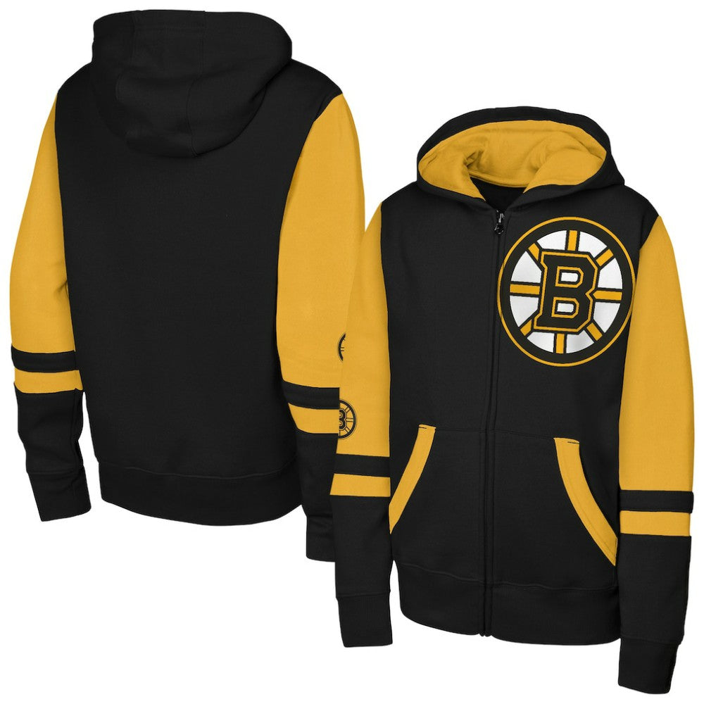 Boston Bruins Youth Face Off Full-Zip Hoodie Black