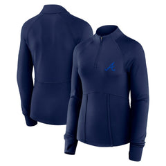 Atlanta Braves Women's Elements Raglan Tri-Blend Quarter-Zip Top - Navy