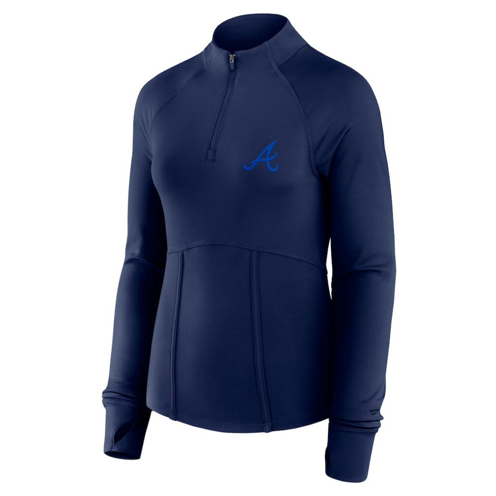 Atlanta Braves Women's Elements Raglan Tri-Blend Quarter-Zip Top - Navy