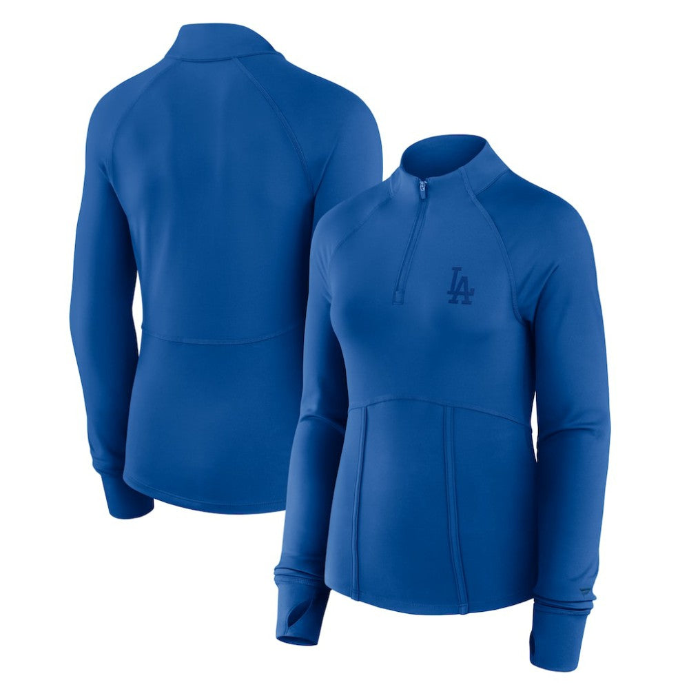 Los Angeles Dodgers Women's Elements Raglan Tri-Blend Quarter-Zip Top - Royal