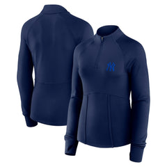 New York Yankees Women's Elements Raglan Tri-Blend Quarter-Zip Top - Navy