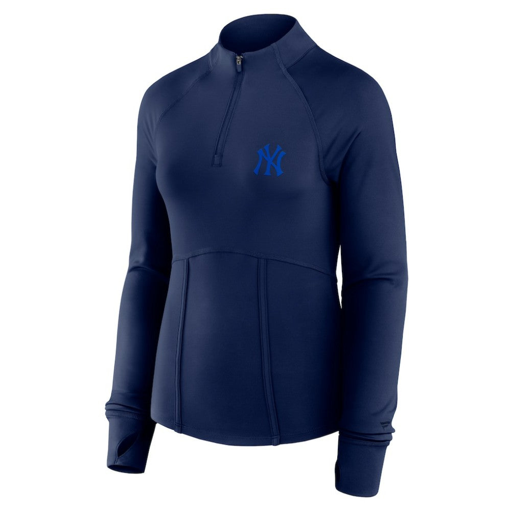 New York Yankees Women's Elements Raglan Tri-Blend Quarter-Zip Top - Navy