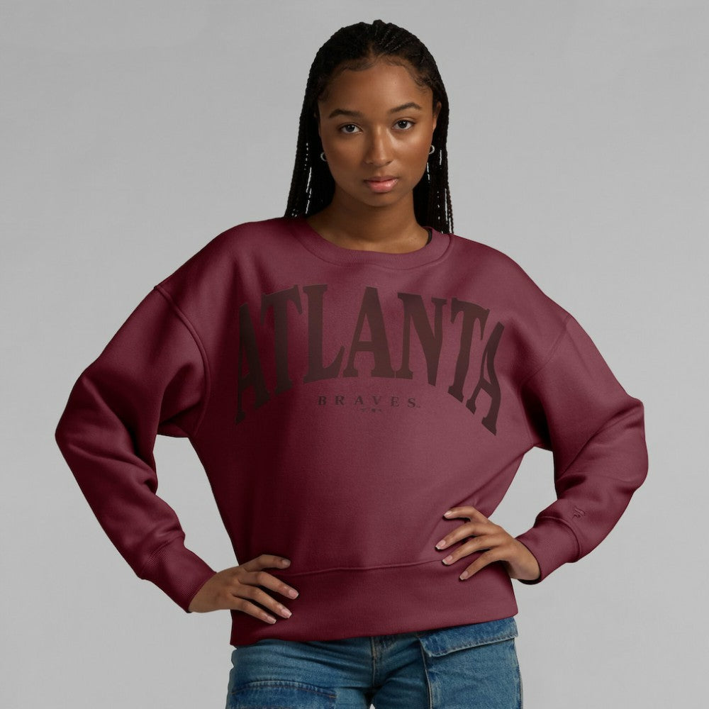 Atlanta Braves Women's Elements Flow Pullover Sweatshirt - Burgundy