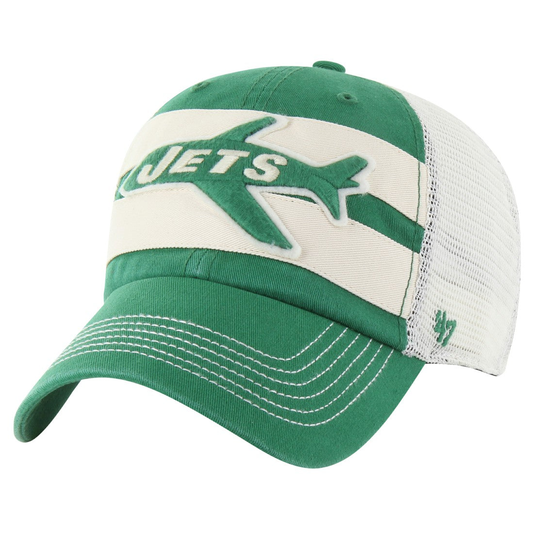 New York Jets '47 Throwback Clubhouse Boon Clean-Up Trucker Adjustable Hat - Kelly Green discount