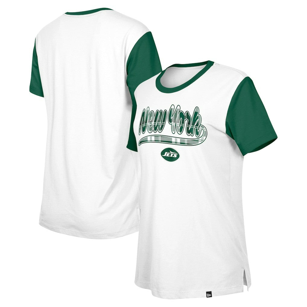 New York Jets New Era Women's 3rd Down T-Shirt - White/Green discount