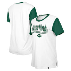 New York Jets New Era Women's 3rd Down T-Shirt - White/Green discount