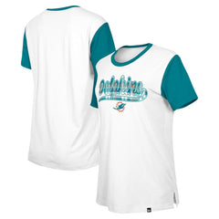 Miami Dolphins New Era Women's 3rd Down T-Shirt - White/Aqua online