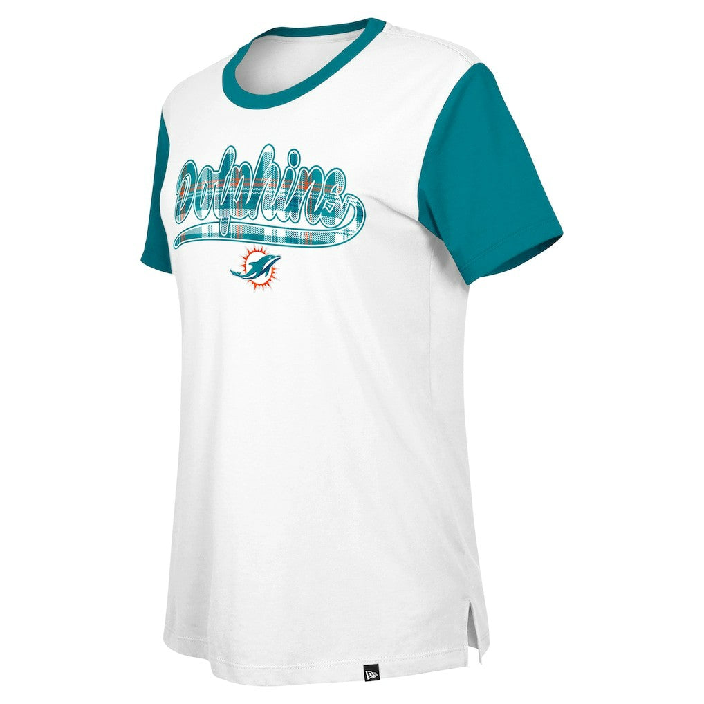 Miami Dolphins New Era Women's 3rd Down T-Shirt - White/Aqua online