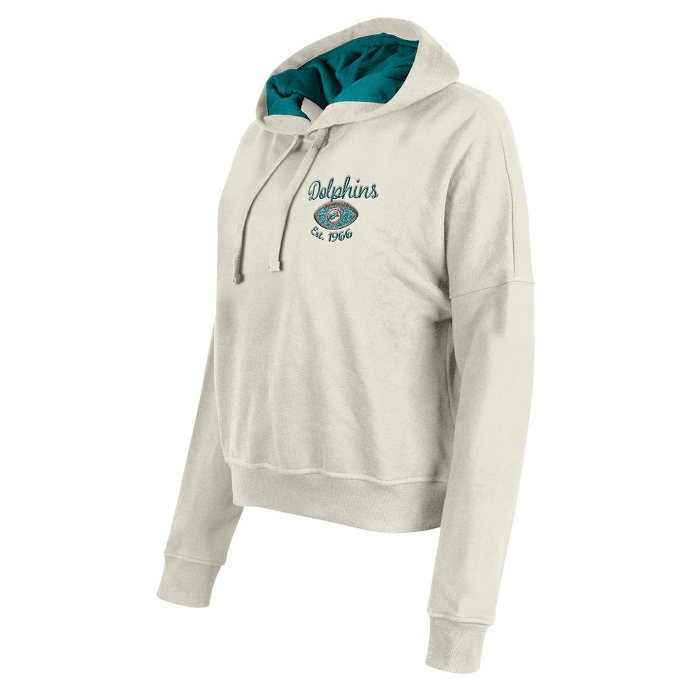 Miami Dolphins New Era Women's 3rd Down Historic Pullover Hoodie - Cream sale