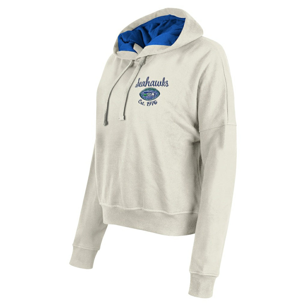 Seattle Seahawks New Era Women's 3rd Down Historic Pullover Hoodie - Cream cheap