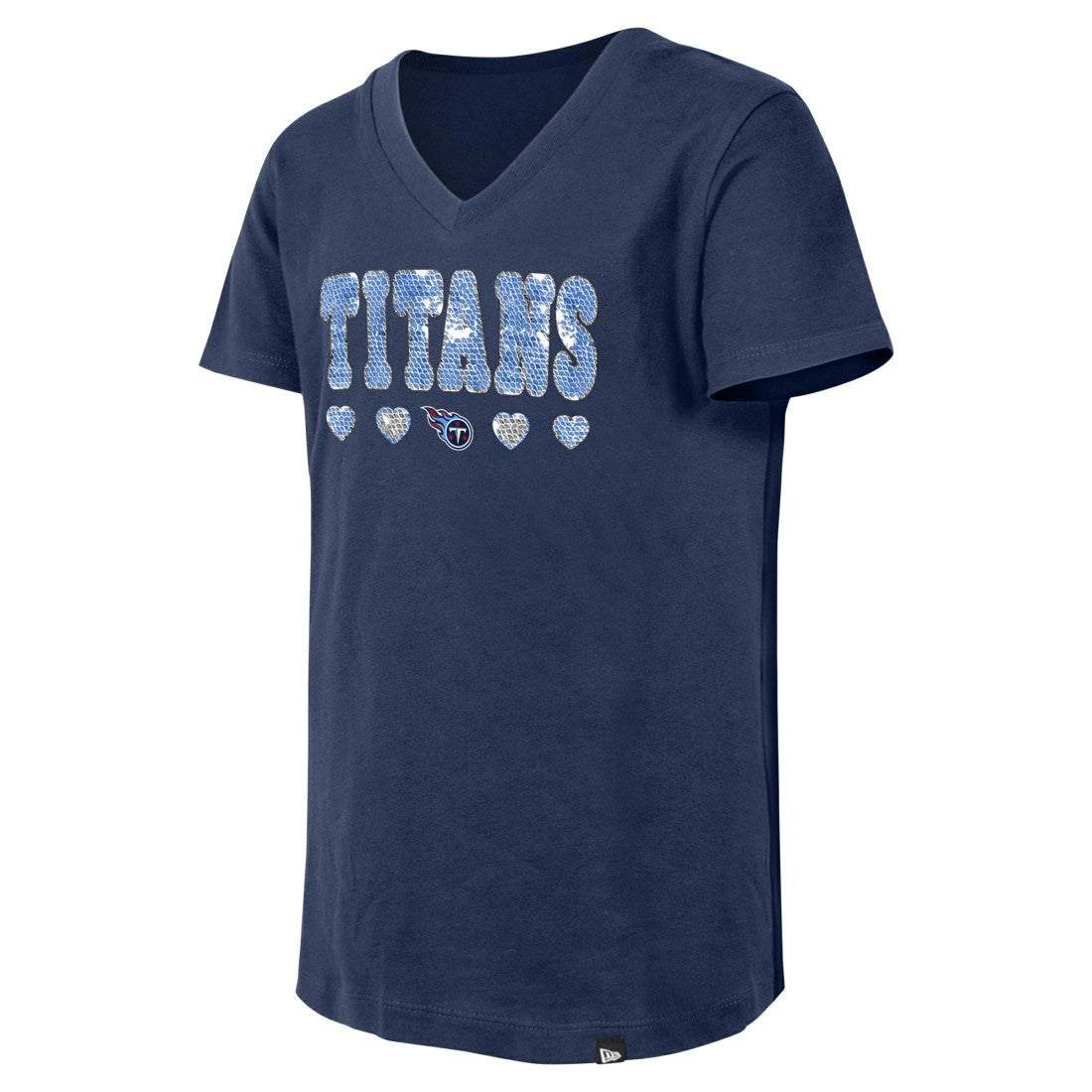 Tennessee Titans New Era Girls Youth Flip Sequin V-Neck T-Shirt - Navy online