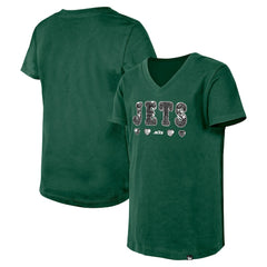 New York Jets New Era Girls Youth Flip Sequin V-Neck T-Shirt - Green online