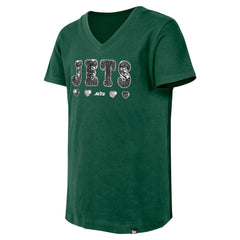 New York Jets New Era Girls Youth Flip Sequin V-Neck T-Shirt - Green online