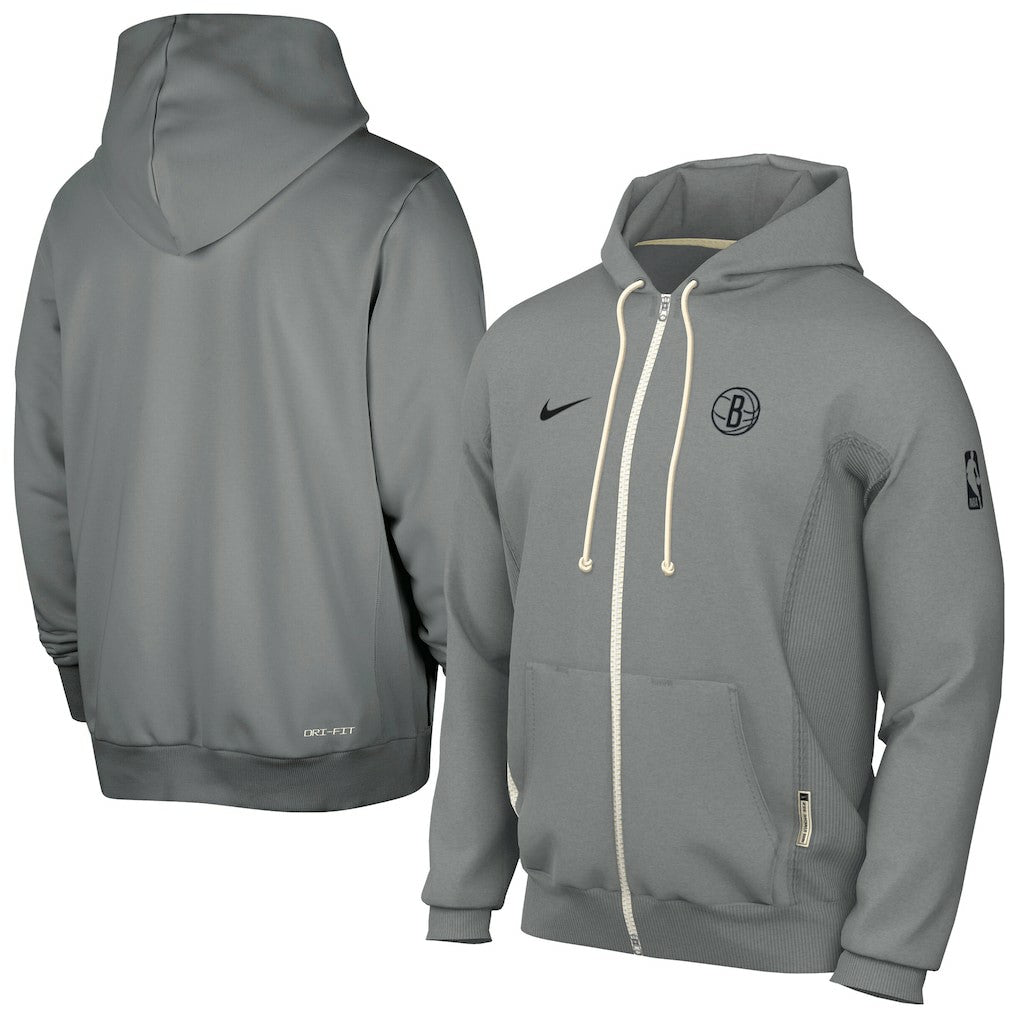 Brooklyn Nets Authentic Standard Issue Full-Zip Hoodie Jacket - Gray | Nike on sale