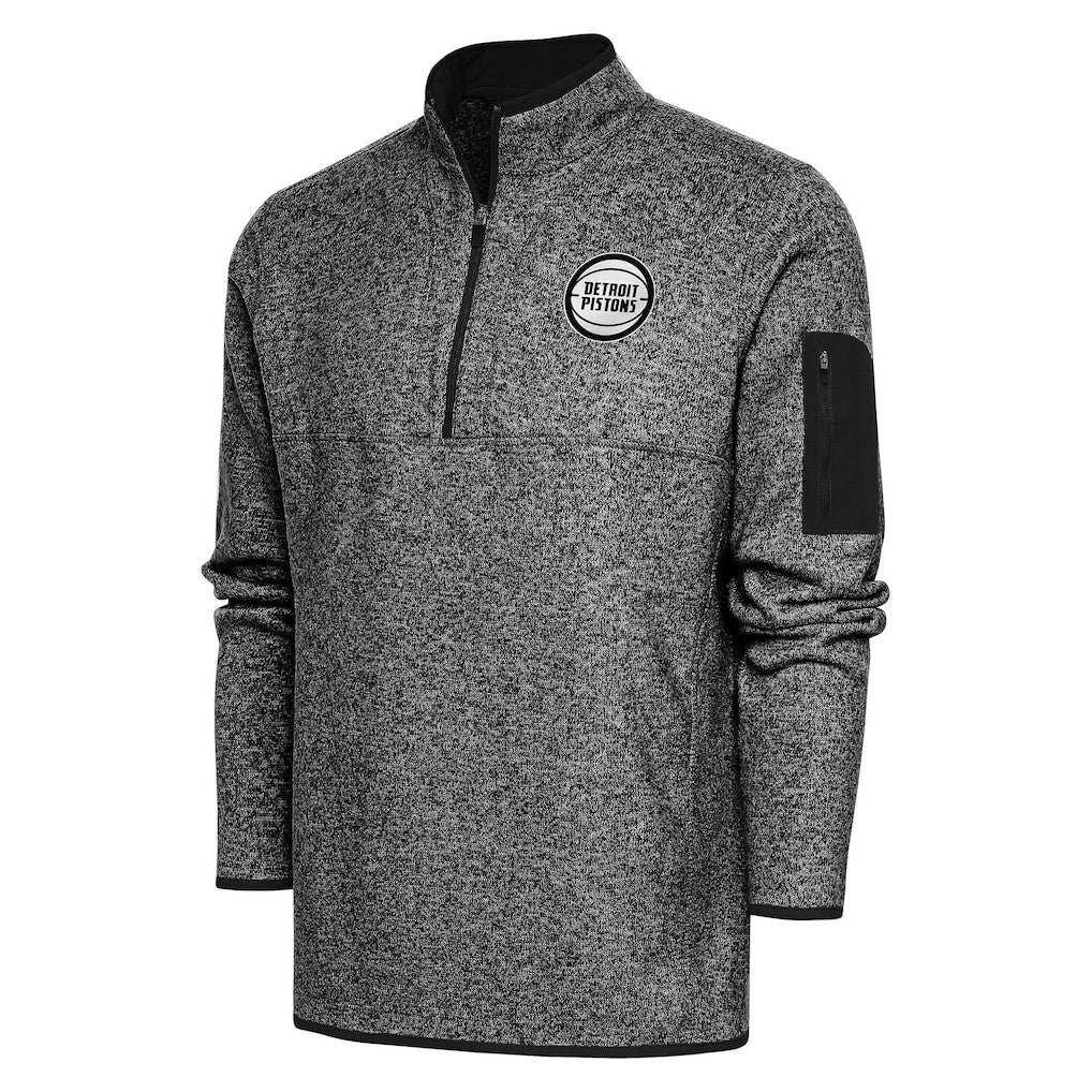 Detroit Pistons Antigua Metallic Logo Fortune Quarter-Zip Pullover sale - Heather Black discount