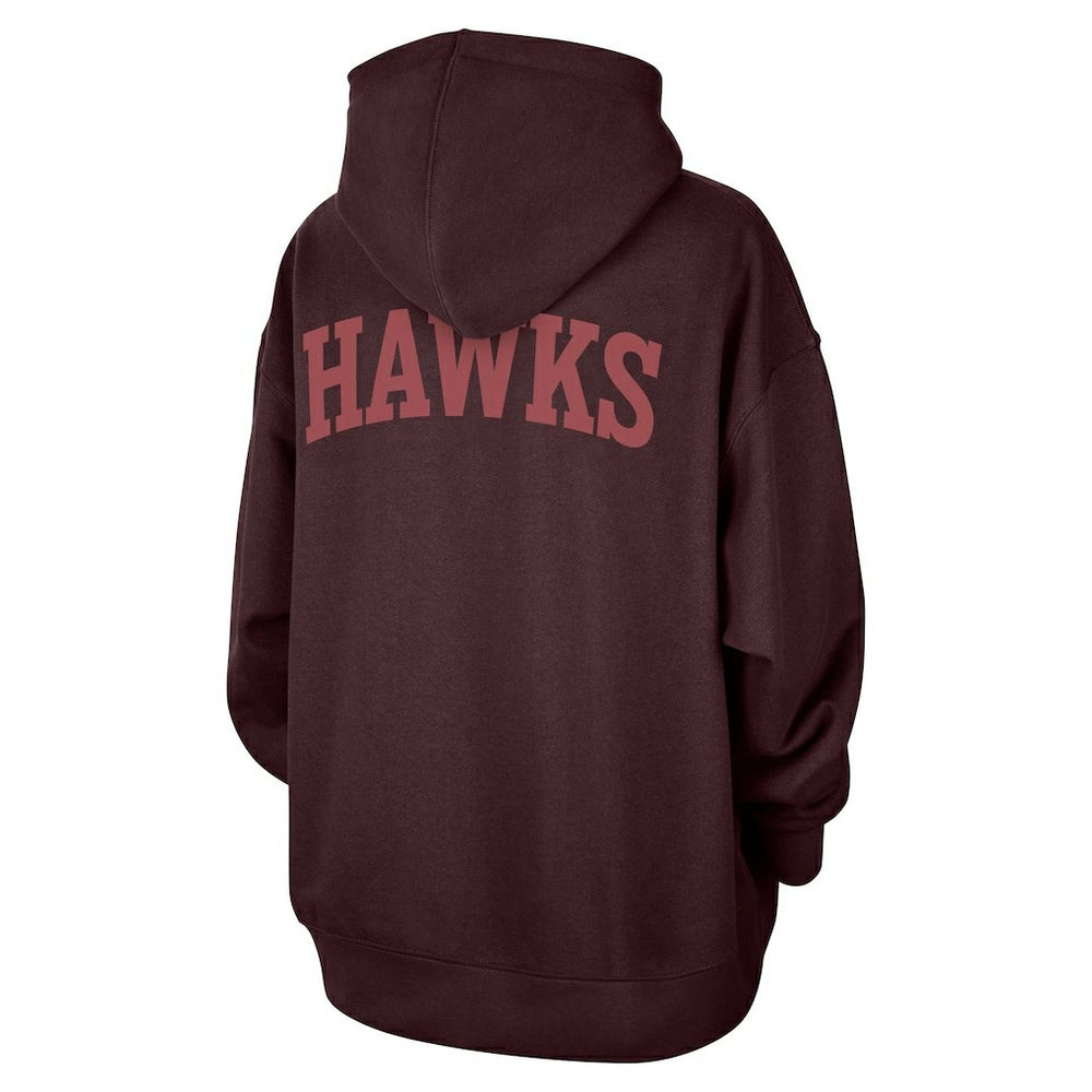 Atlanta Hawks Jordan Brand Women's Courtside Statement Edition Oversize Pullover Hoodie - Burgundy discount