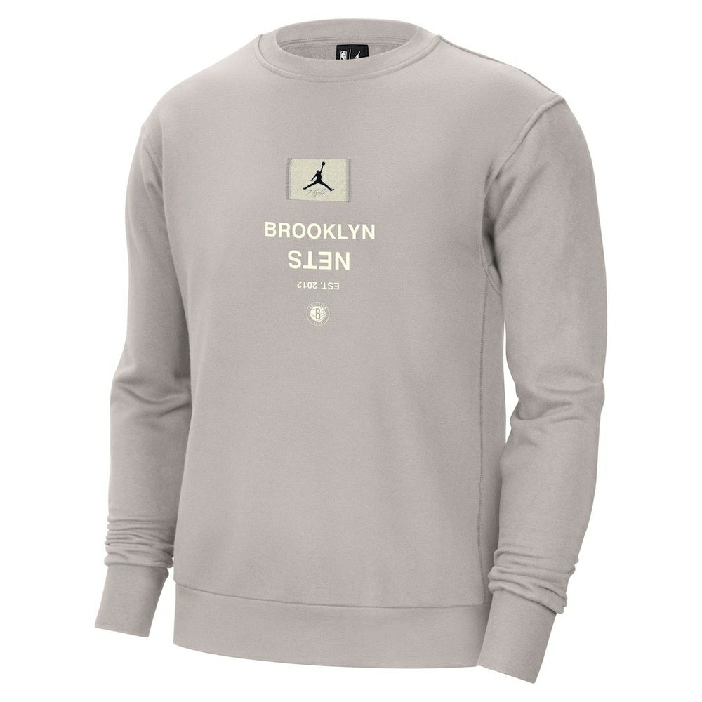Brooklyn Nets Jordan Brand Courtside Statement Edition Heavyweight Pullover Sweatshirt - Stone on sale